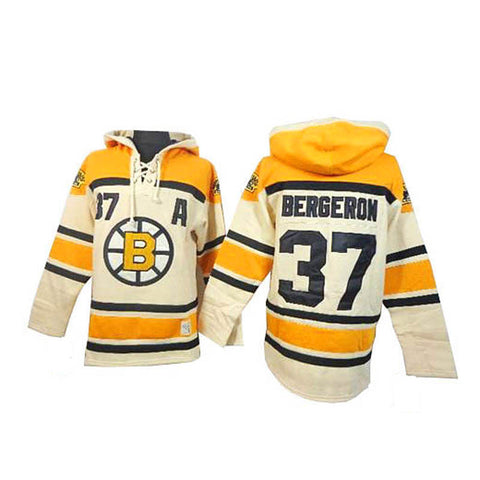 Men's Boston Bruins Patrice Bergeron Majestic Threads Black Softhand Name &  Number Pullover Hoodie