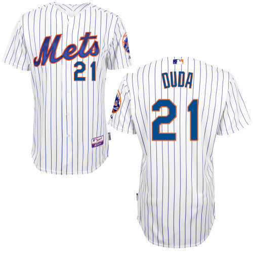 Lucas Duda New York Mets # 21 Cream Blue Strip Alternate Cool Base Stitched  MLB Jersey