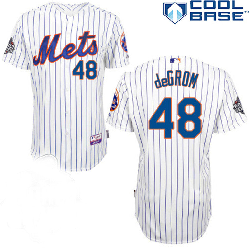 New York Mets White Pinstripe Majestic Cooperstown Collection Cool Base  Jersey